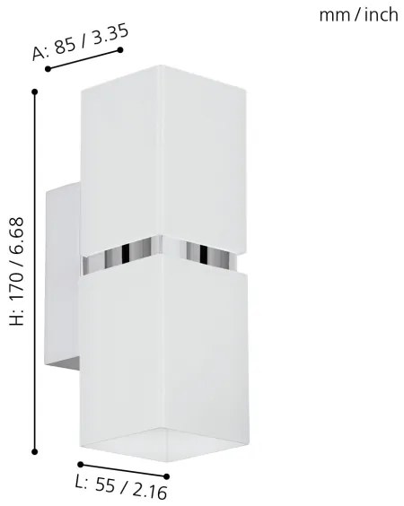 Eglo 95377 - Corp de iluminat LED perete PASSA 2xGU10-LED/4W/230V