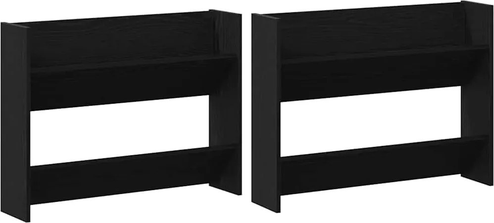 vidaXL Dulap pentru pantofi cu raft 2 pcs Stejar Negru 85 x 18 x 90 cm
