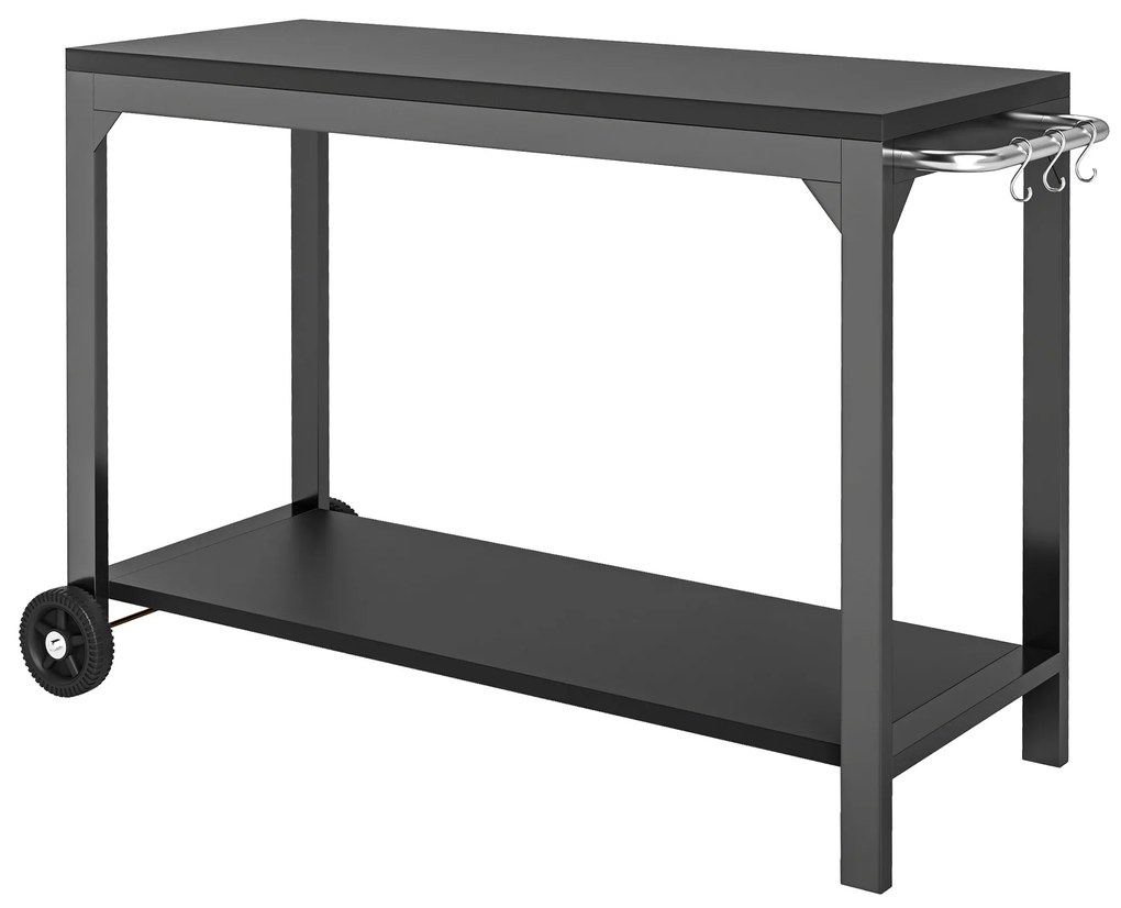 HOMCOM Cărucior de grădină din oțel cărucior de serviciu cu roți cu blat de lucru 135 x 55 x 86,5 cm negru | Aosom Romania