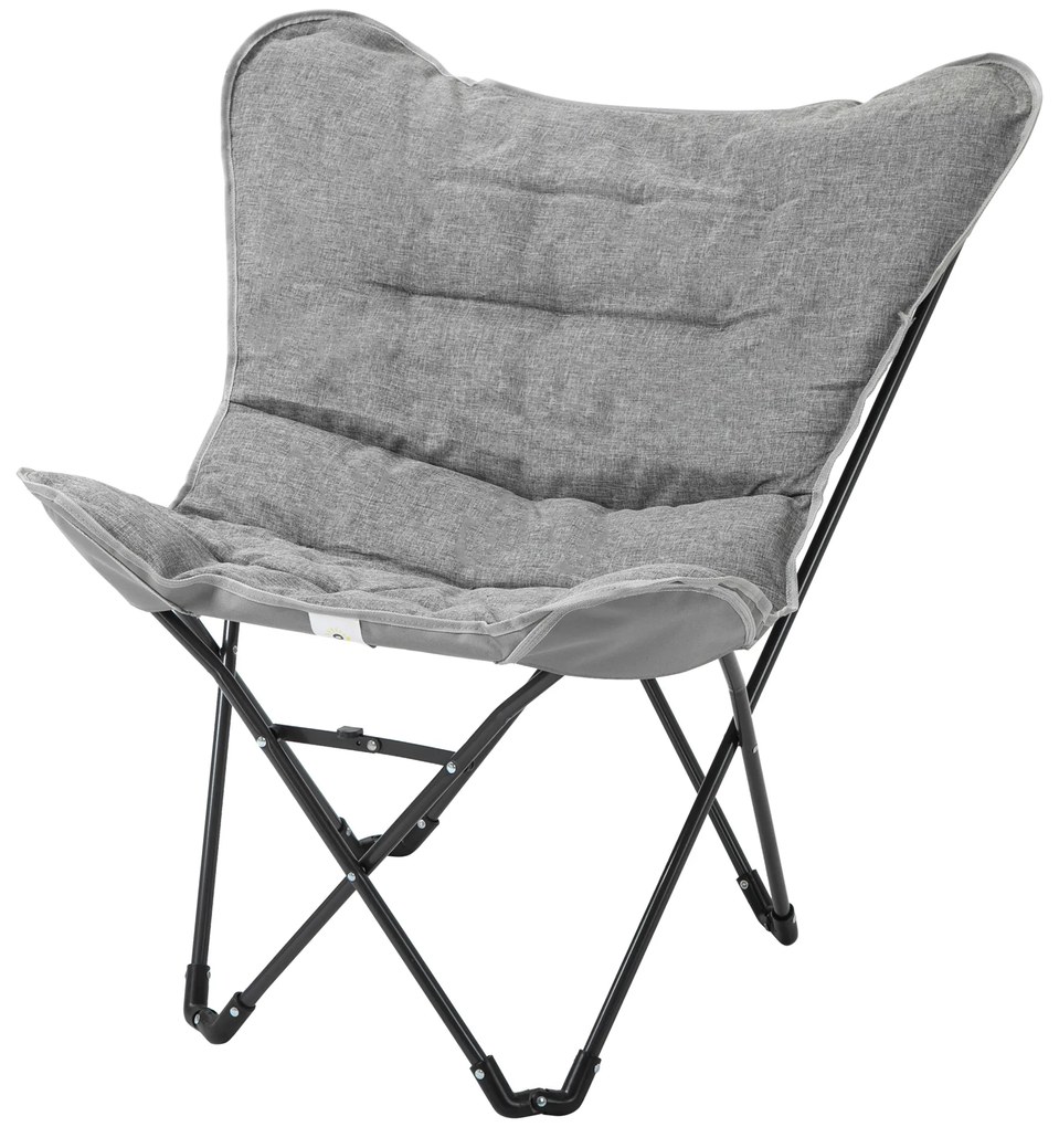 Outsunny Scaun de camping scaun de plajă pliabil șezut larg și căptușit pliabil pentru pescuit 88 x 74 x 84 cm gri deschis | Aosom Romania