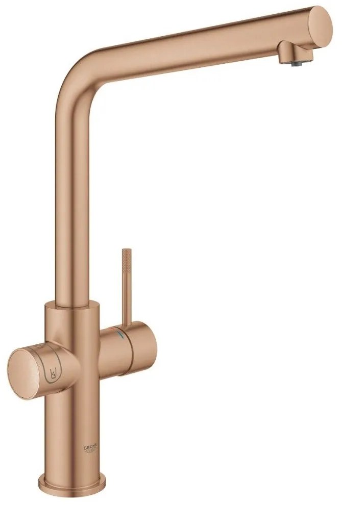 Grohe Blue Home Ondus Baterie de bucatarie cu sistem de filtrare, racire si acidulare, pipa L, cupru mat (brushed warm sunset)