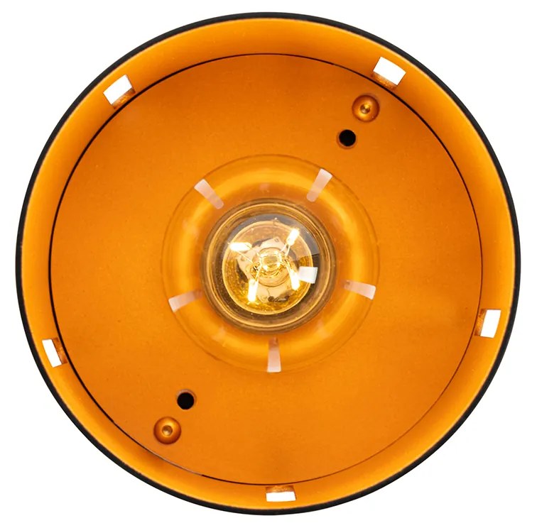 Plafoniera de design neagră cu interior auriu - Yana