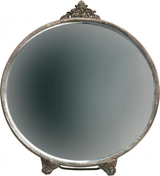 Oglinda rotunda cu rama din metal antique brass Posh, 26x22x1cm