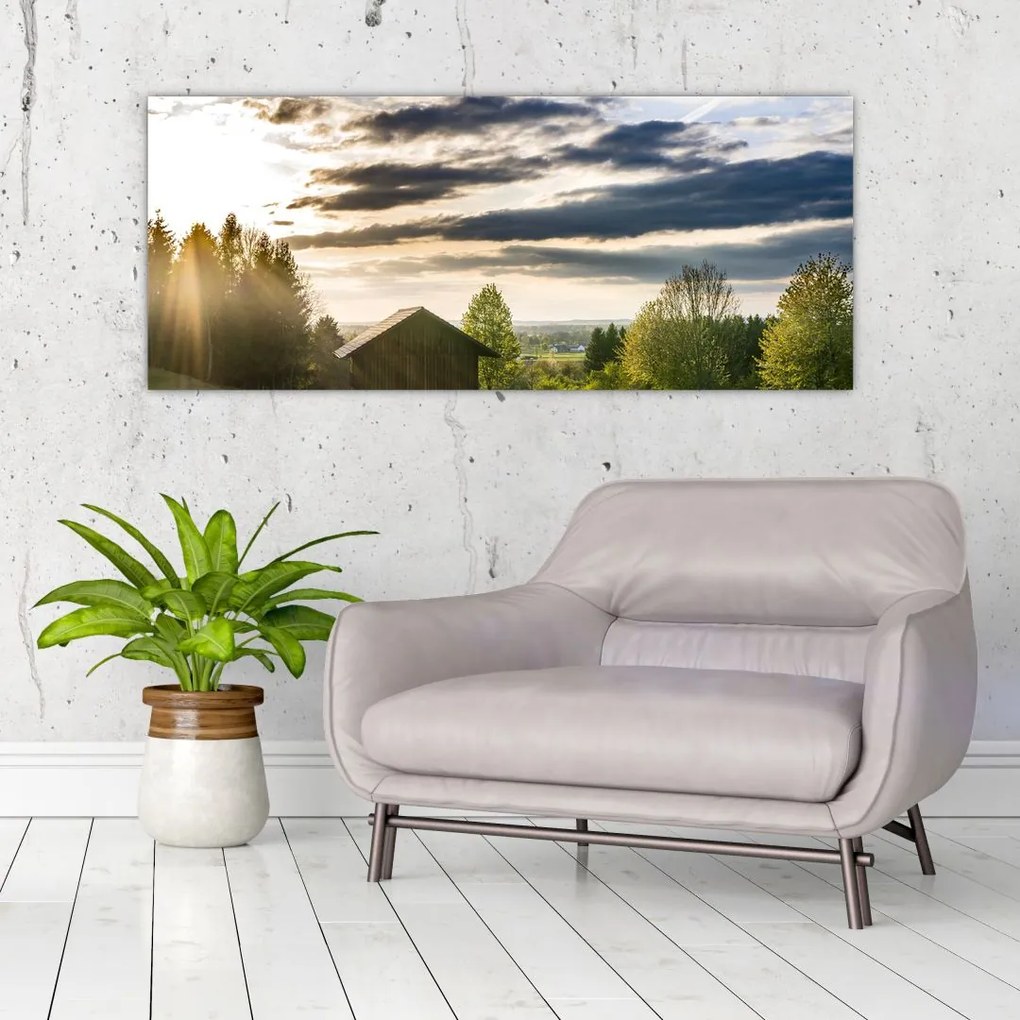 Tablou cabana în pădure (120x50 cm)