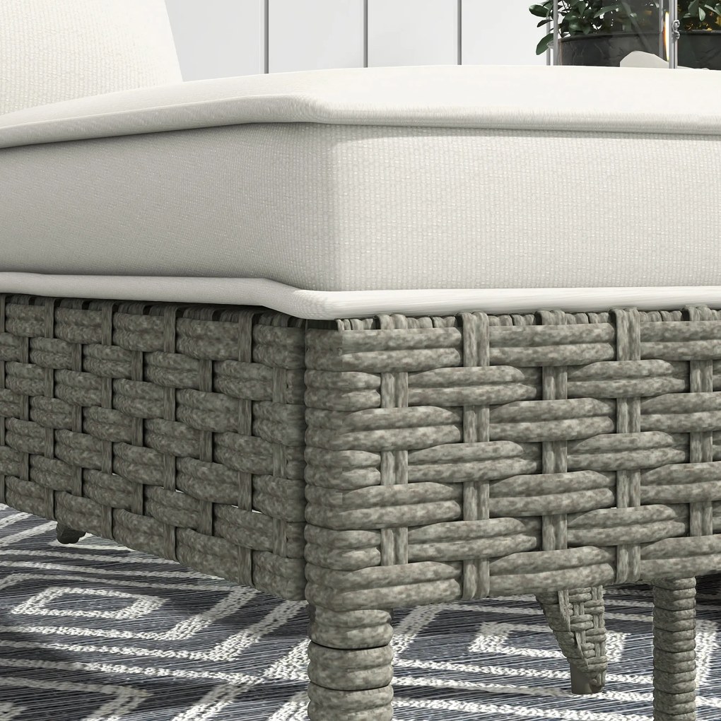 Outsunny Scaun Adirondack cu taburet din rachita pentru terasa, Scaun de exterior pentru semineu cu perne, spatar inalt | Aosom Romania