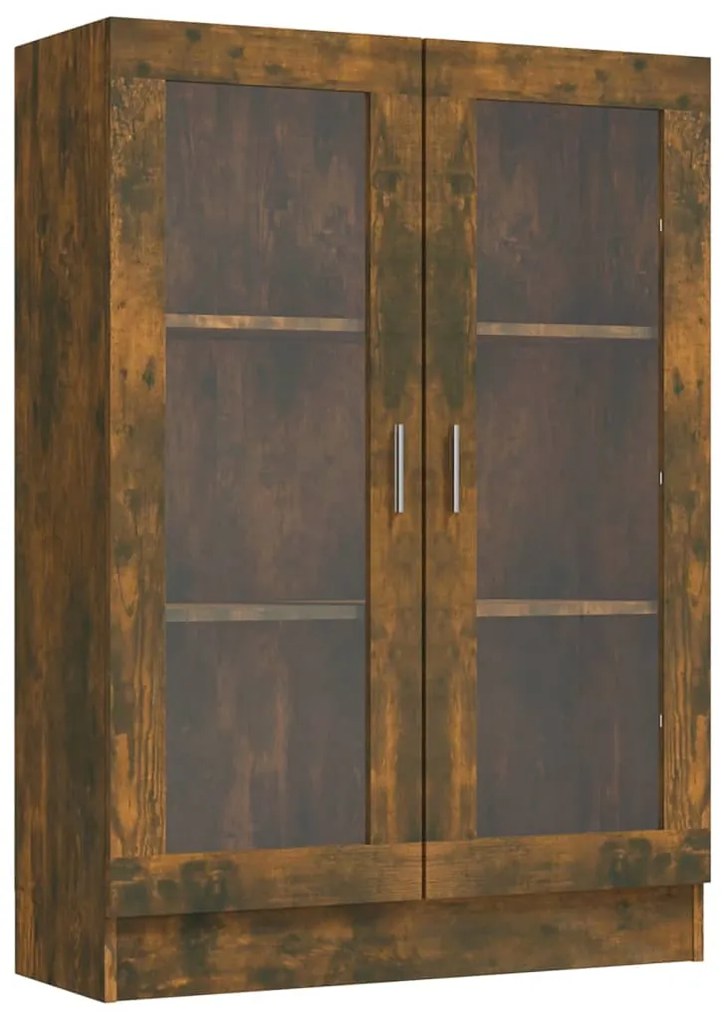 815618 vidaXL Dulap vitrină, stejar fumuriu, 82,5x30,5x115 cm, lemn prelucrat