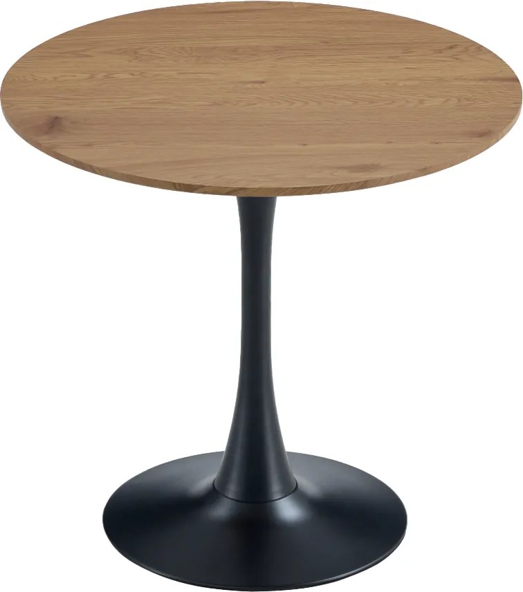 Masă de sufragerie, stejar/negru, diametru 80 cm, REVENTON NEW