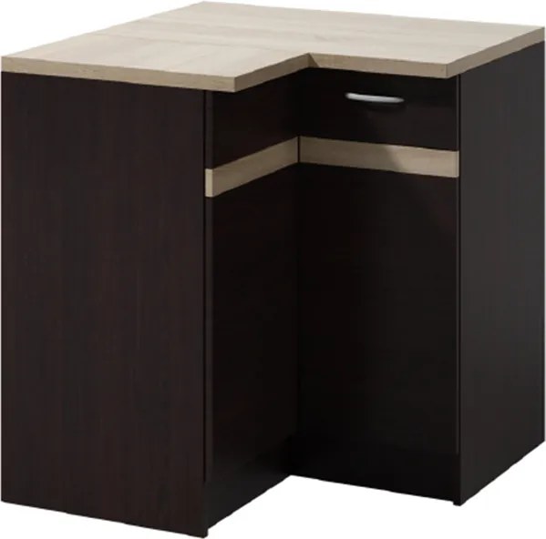 Dulap de jos de colţ, stejar sonoma închis/stejar sonoma, de stânga, LARESA 2 D90N