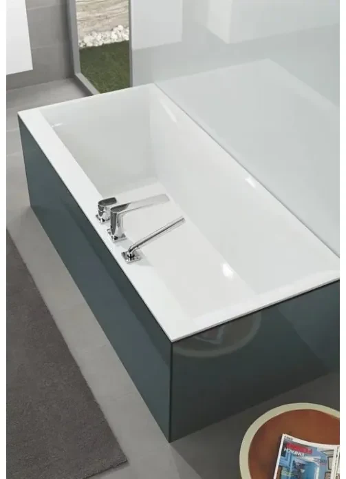 Cada dreptunghiulara, Villeroy&Boch Squaro Edge 12, compozit Quaryl, 160x75cm, Alb Alpin, UBQ160SQE2DV-01