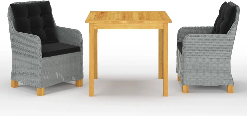 vidaXL Set de masă pentru grădină, 3 piese, gri deschis