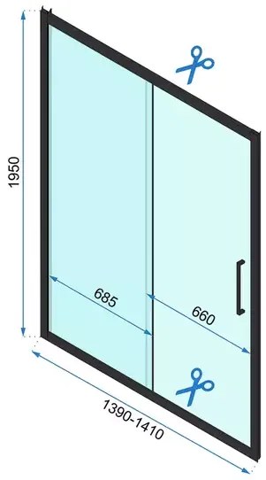 Usa de nisa culisanta Rea Rapid Slide 140 cm sticla 6 mm auriu