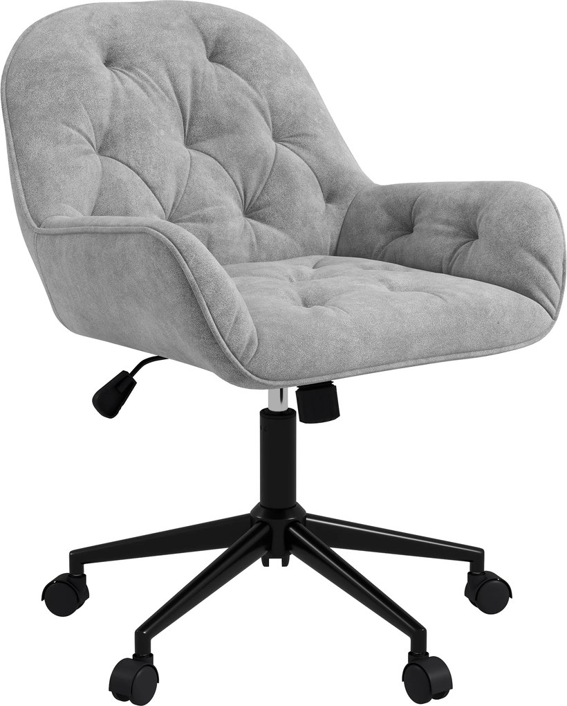 Vinsetto Fotoliu de birou, fotoliu de birou din catifea cu scaun pivotant la 360° reglabil în înălțime, 60 x 61 x 81-91 cm, gri deschis | Aosom Romania