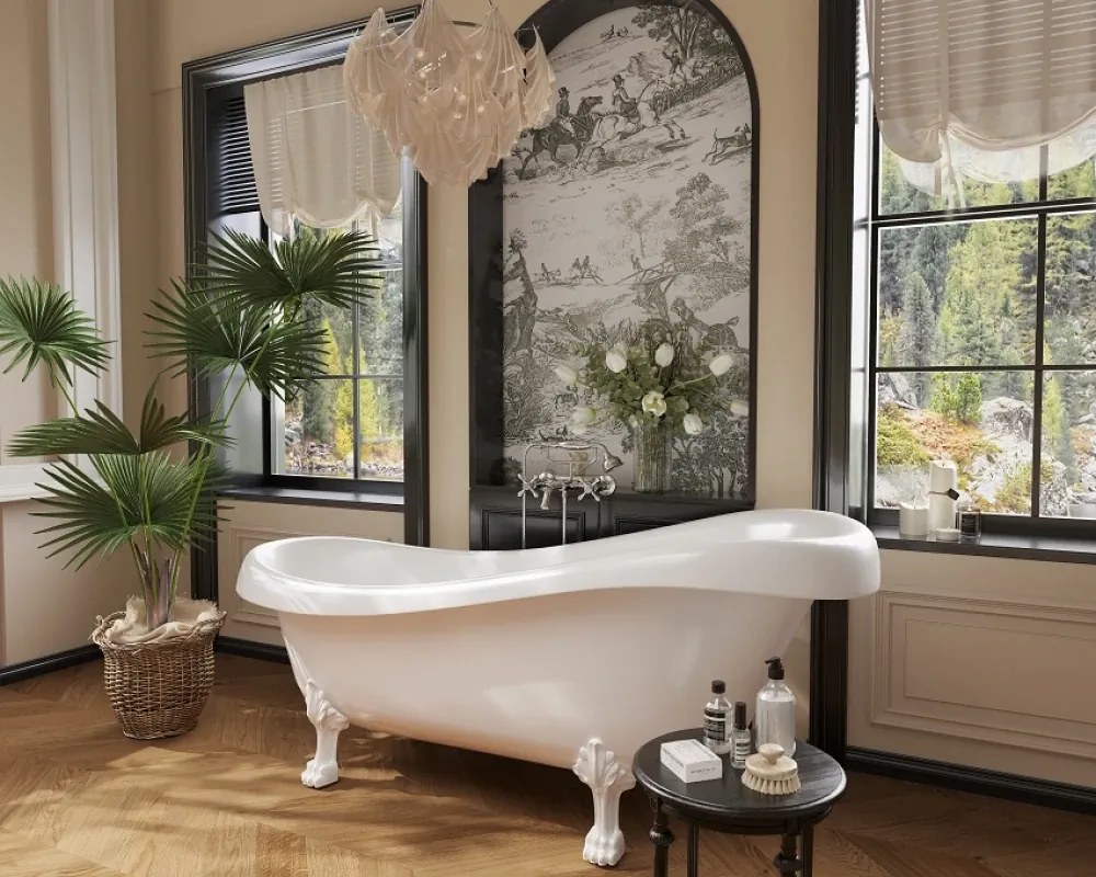 Cada acril freestanding Imperia White, Alb lucios,170 cm, 5008S