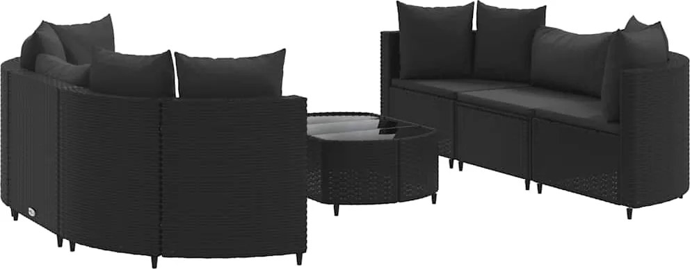 vidaXL Set canapele de grădină cu perne, 7 piese, negru, poliratan