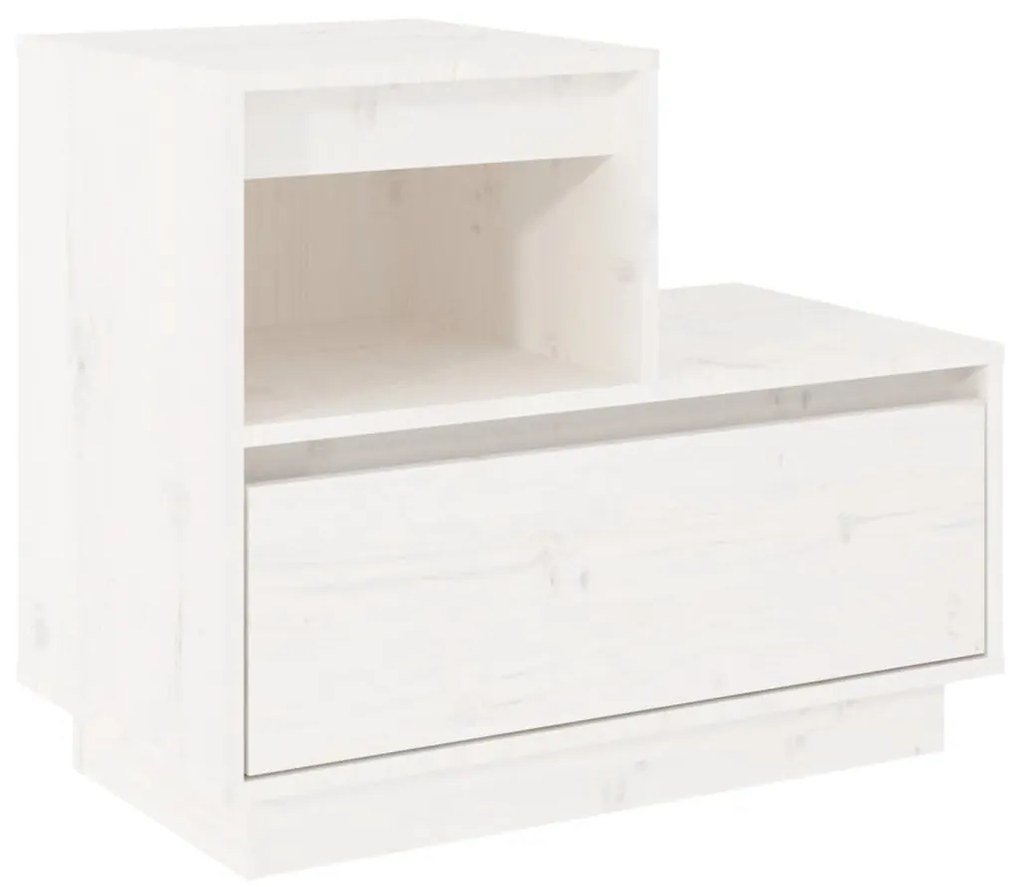814376 vidaXL Noptieră, alb, 60x34x51 cm, lemn masiv de pin