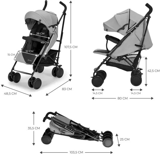 Cărucior de copii KINDERKRAFT SIESTA Ash grey