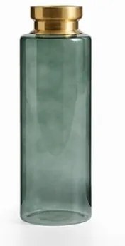 Vaza decorativa din sticla Logan Big Verde / Auriu, Ø10xH30 cm