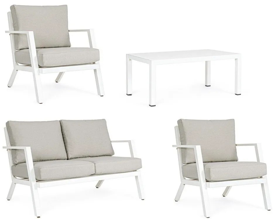 Set mobilier de grădină alb din aluminiu pentru 4 persoane Harley – Bizzotto