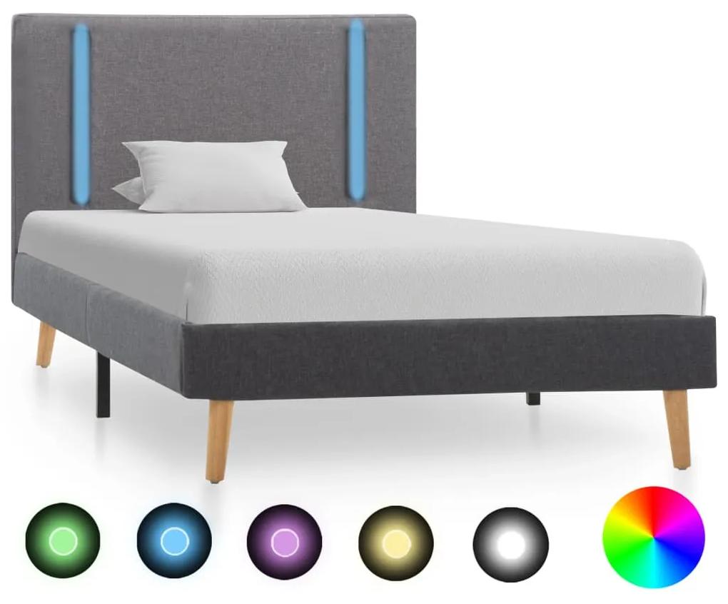 286782 vidaXL Cadru pat cu LED, gri deschis/gri închis, 100x200 cm, textil