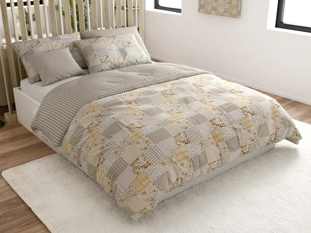 Lenjerie de pat din bumbac Renforce PATCHWORK bej Dimensiune lenjerie de pat: 70 x 90 cm | 140 x 200 cm