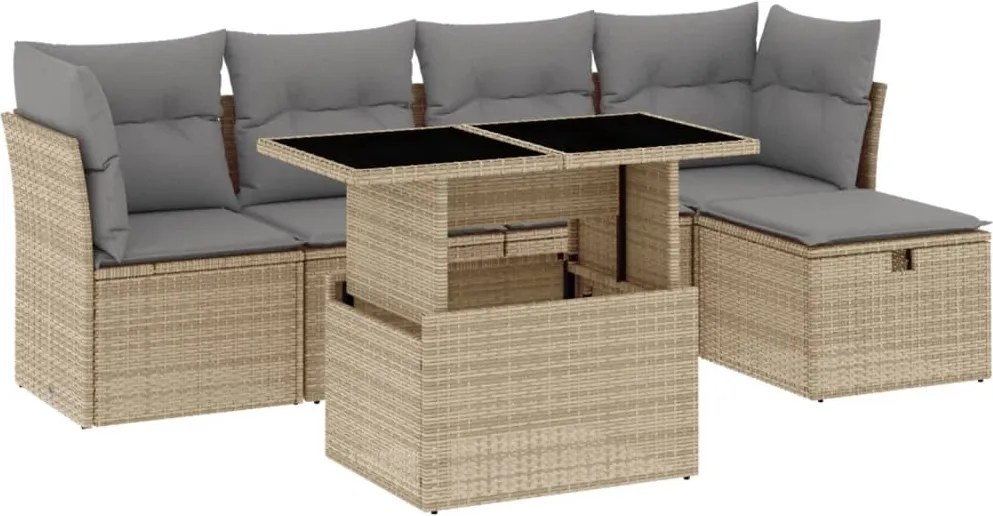 vidaXL Set canapele de grădină cu perne, 6 piese, bej, poliratan