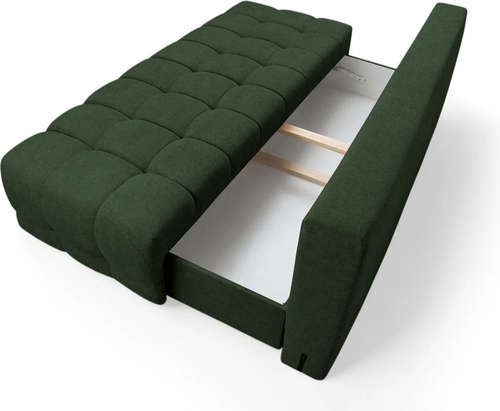 Canapea extensibilă cu ladă Tuko - stofă hidrofobă verde închis Murano 842