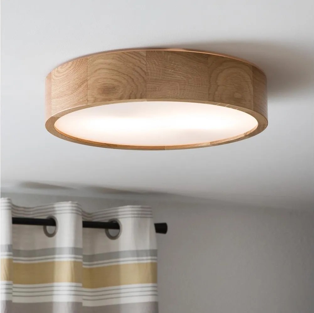 Brilagi CARVALHO Lampă de plafon LED RGBW dimmabilă, 2xE27/9W/230V, Wi-Fi, finisaj stejar, diam. 37,5 cm