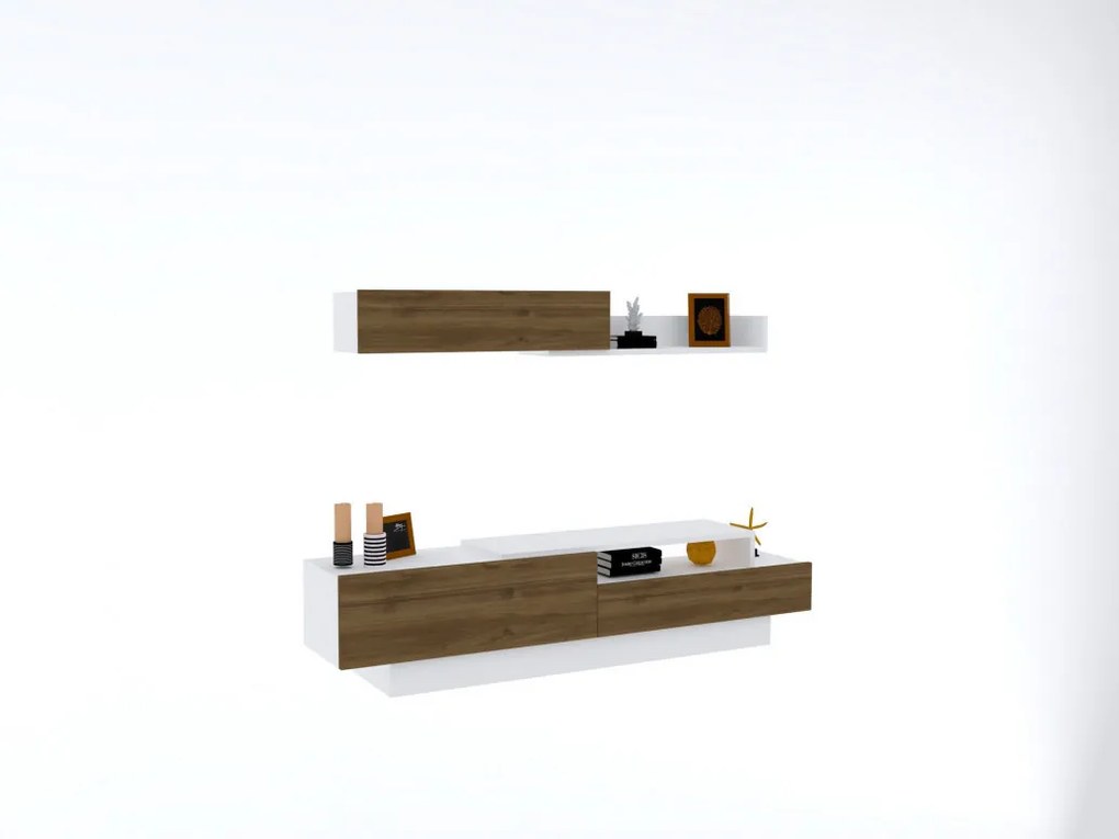 Ansamblu Comoda TV Elda Alb-Walnut
