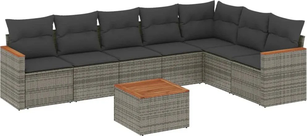 vidaXL Set canapele de grădină cu perne, 8 piese, gri, poliratan
