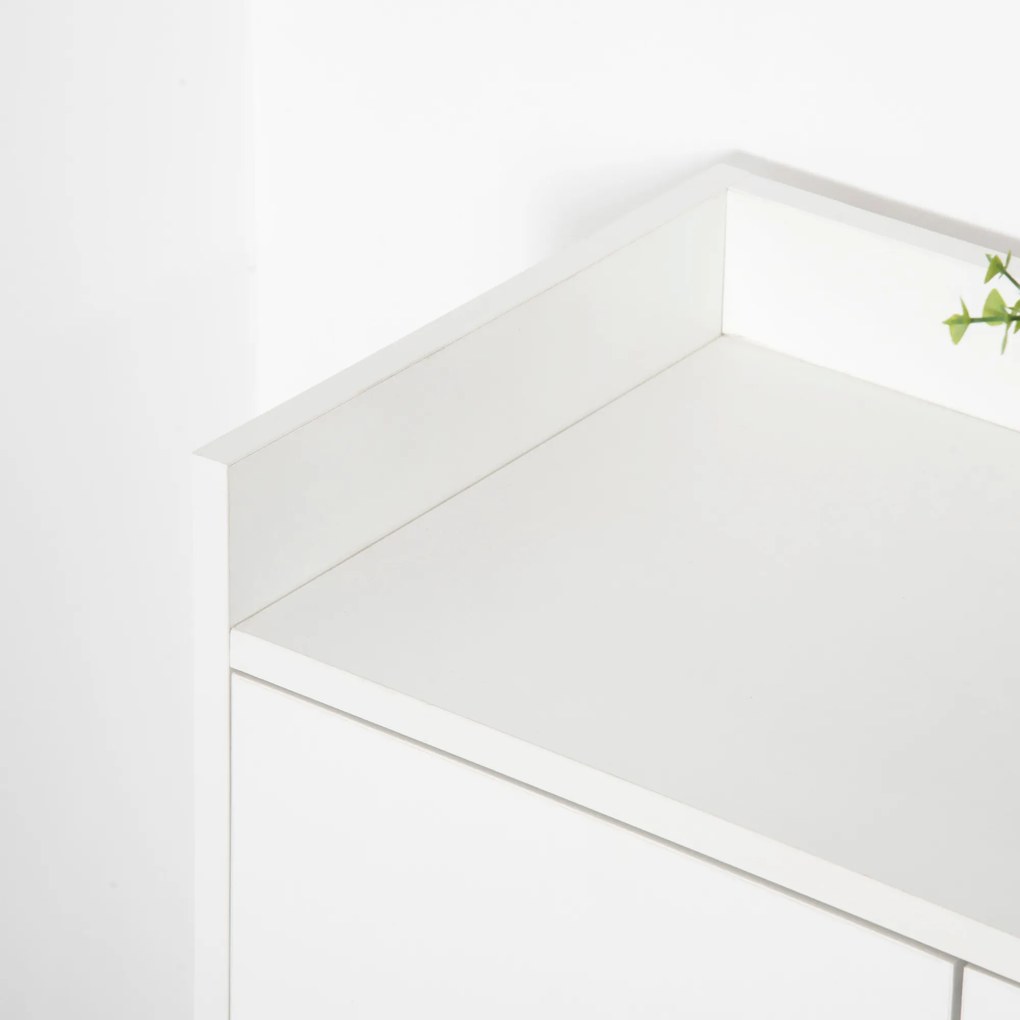 Dulap Pantofar Economie de spatiu din Lemn Alb cu Compartiment deschis, Dulap Pantofar Design pentru Intrare, 60x30x92cm HOMCOM | Aosom RO