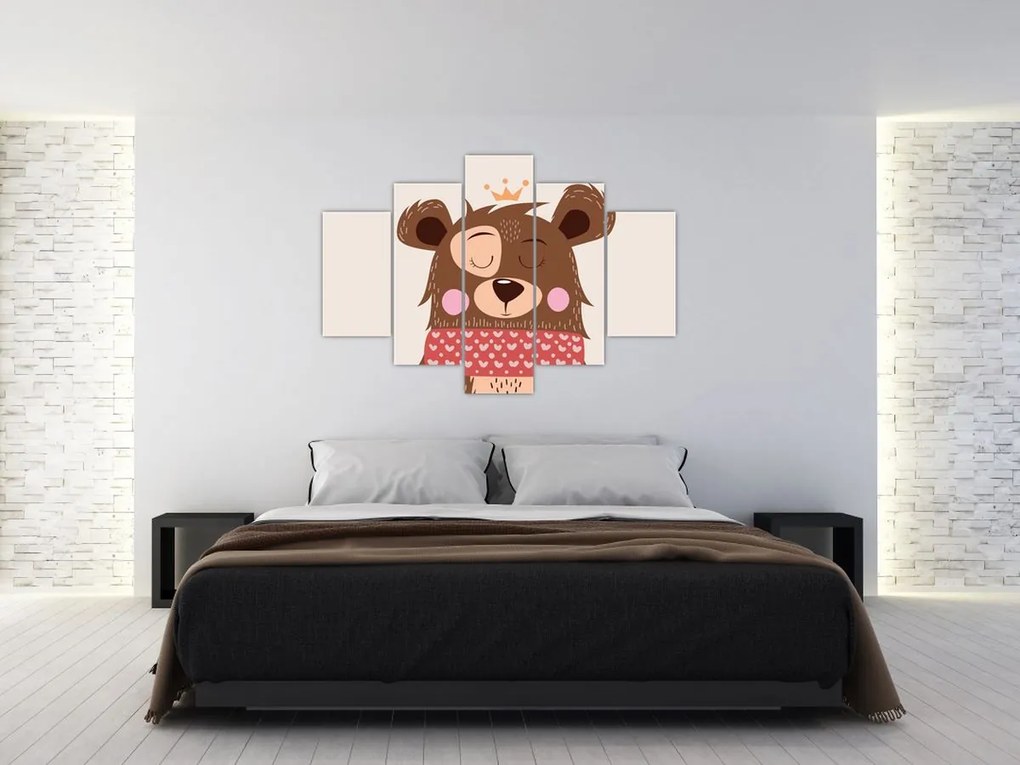 Tablou - Teddy ursuleț cu eșarfă roșie (150x105 cm)