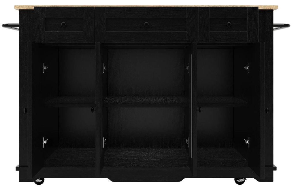 Insulă de bucătărie cu blat rabatabil, Negru | Aosom Romania