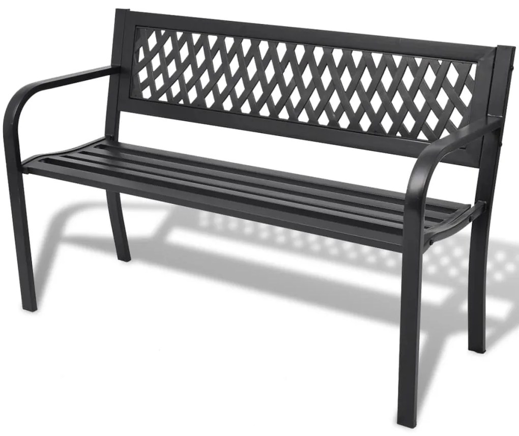 42169 vidaXL Bancă de grădină, negru,118 cm, oțel