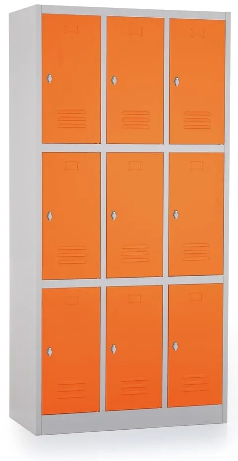 Dulap metalic - 9 cutii, 90 x 45 x 185 cm, blocare, portocaliu - ral 2004