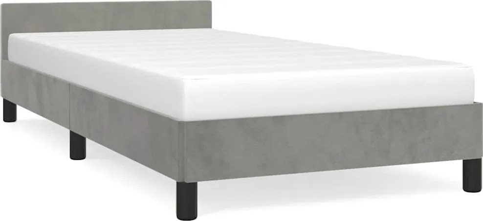 vidaXL Cadru de pat fără saltea, gri deschis, 90x200 cm, catifea