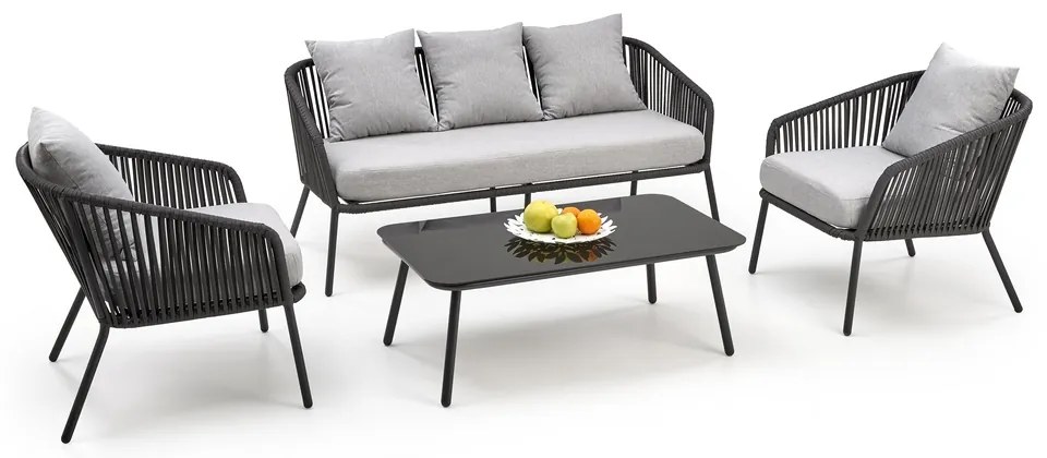 Set de gradina Rocca - 5 locuri, gri