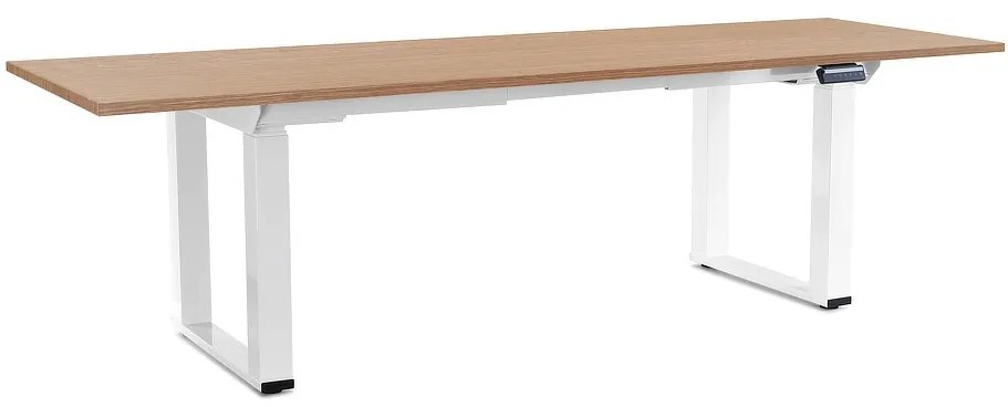 Masă înălțime reglabilă OfficeTech Strong 240 x 80 cm, picioare albe, stejar