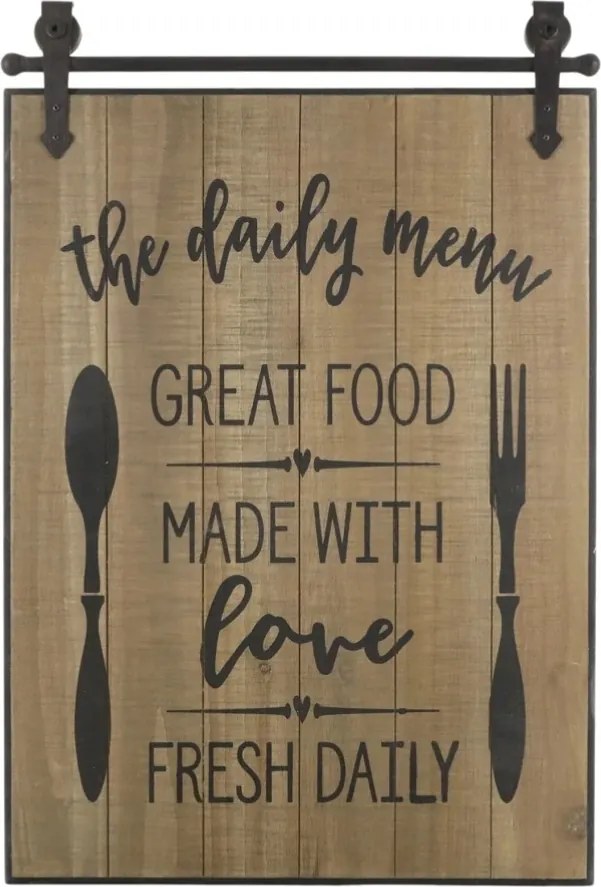 Decoratiune de perete, din lemn de pin, The Daily Menu