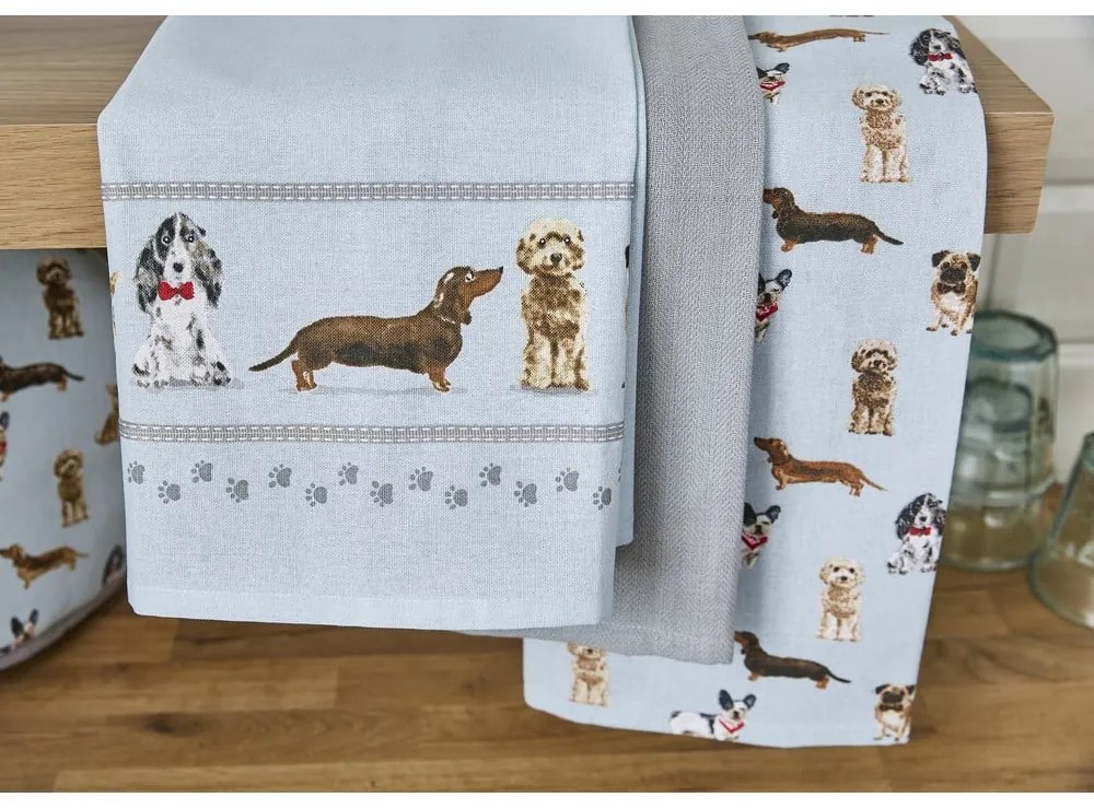 Set cu prosoape și mănușă de bucătărie 4 buc. Curious Dogs – Cooksmart ®