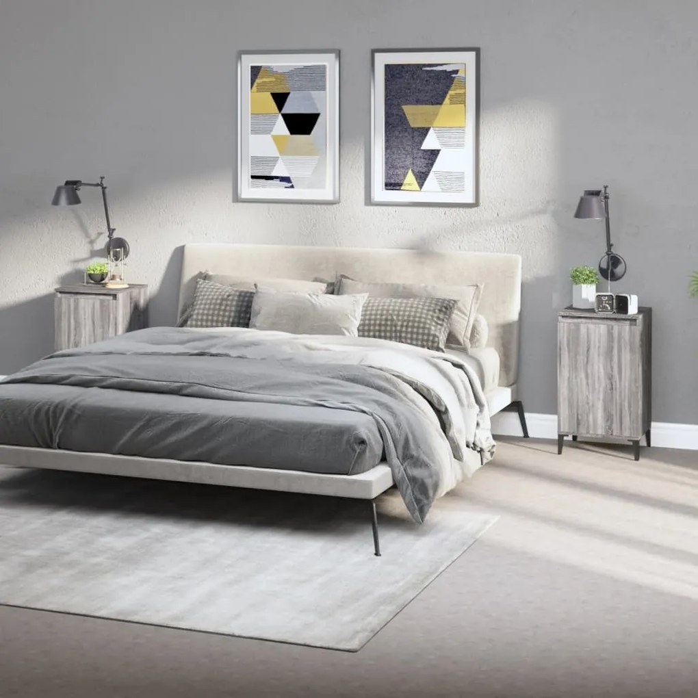 vidaXL Noptiere, 2 buc., gri sonoma, 40x35x70 cm, lemn prelucrat