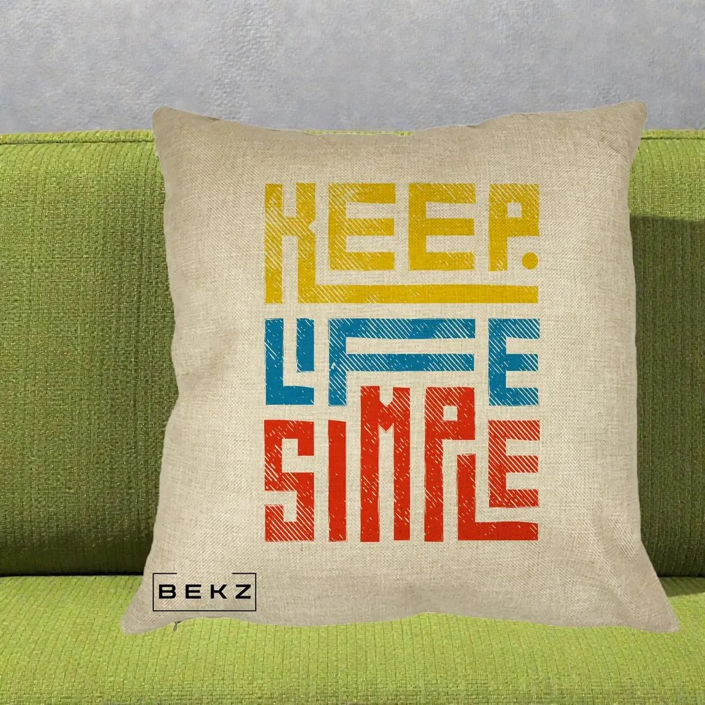 Perna decorativa Keep Life Simple Colorat, 40x40 cm cu Umplutura, Crem, BEKZ