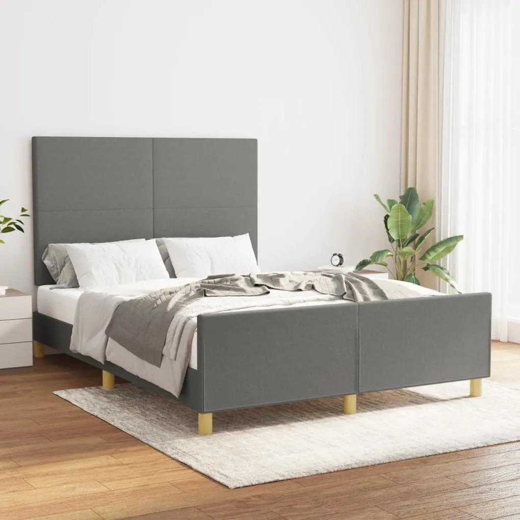 Cadru de pat cu tablie, gri inchis, 140x190 cm, textil Morke gra, 140 x 190 cm, Design simplu