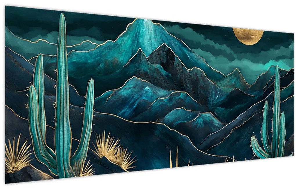 Tablou - Noapte turcoaz (120x50 cm)