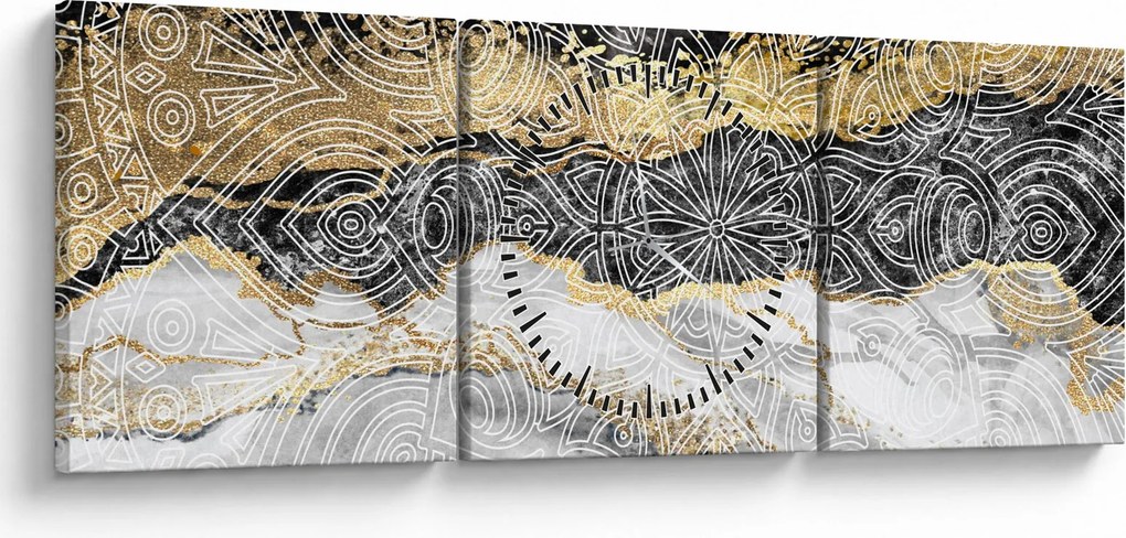 Tablou - Mandala în marmură (cu ceas) (90x30 cm)