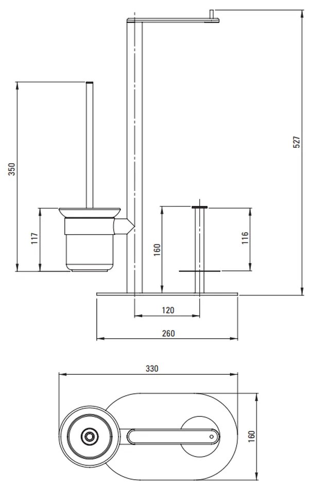 Suport perie wc multifunctional auriu periat, Deante Round Auriu periat