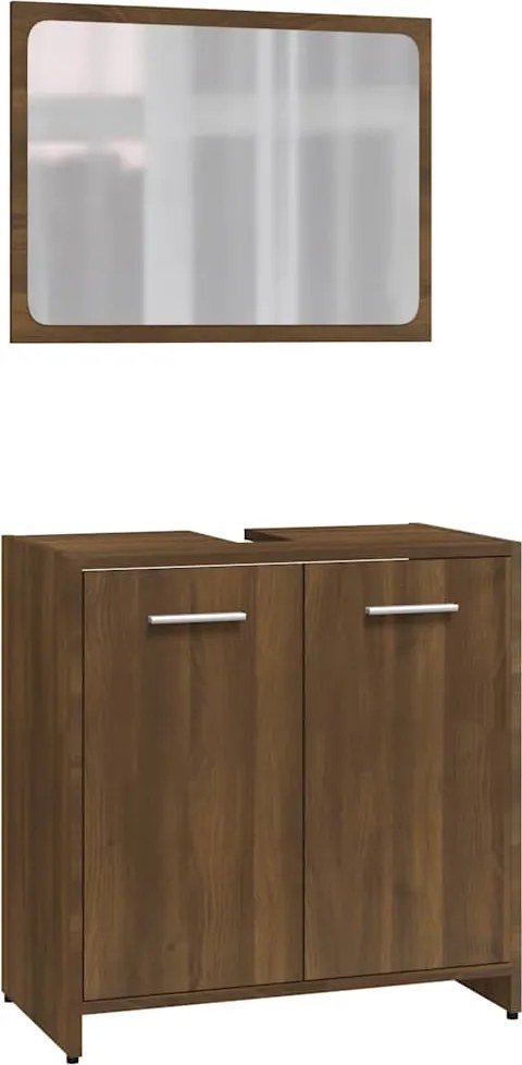 vidaXL Set de mobilier de baie, stejar maro, lemn prelucrat