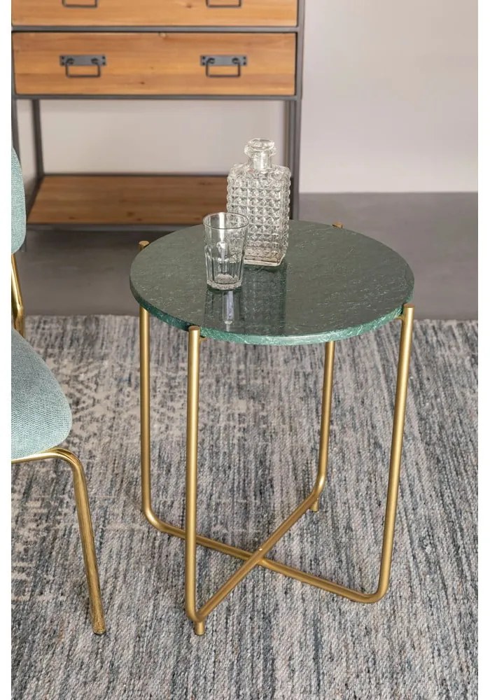 Masă auxiliară din blat de marmură White Lbale Timpa, verde