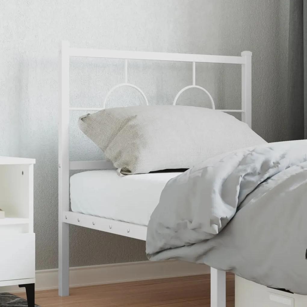 376302 vidaXL Tăblie de pat metalică, alb, 80 cm