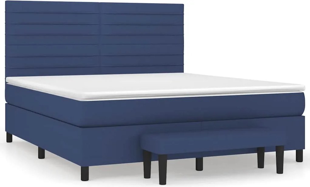 vidaXL Pat box spring cu saltea, albastru, 180x200 cm, material textil