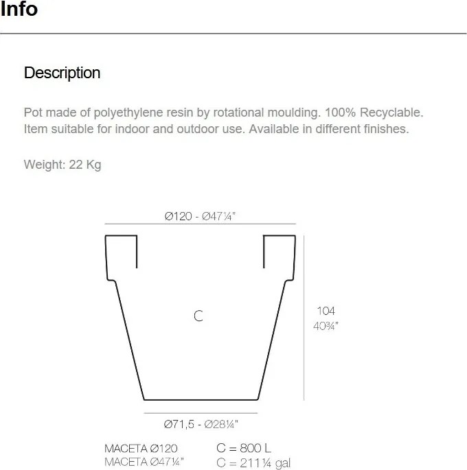 Ghiveci plante design decorativ exterior/interior MACETA PLANTER 120x104cm